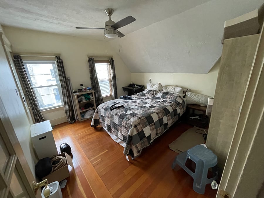 larger bedroom. Queen Bed. Electric Fireplace. TV can be added upon request.