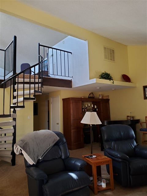 Bonus loft area set up as an office is accessed by the wrought iron circular stairway. Loft area also has a pull out couch for those visitors that you don't want to stay forever!