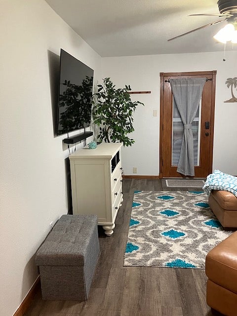 Living room with private front door entrance