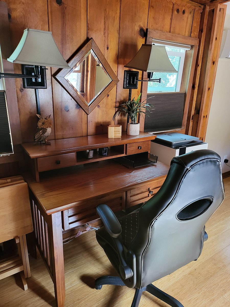 work area with printer