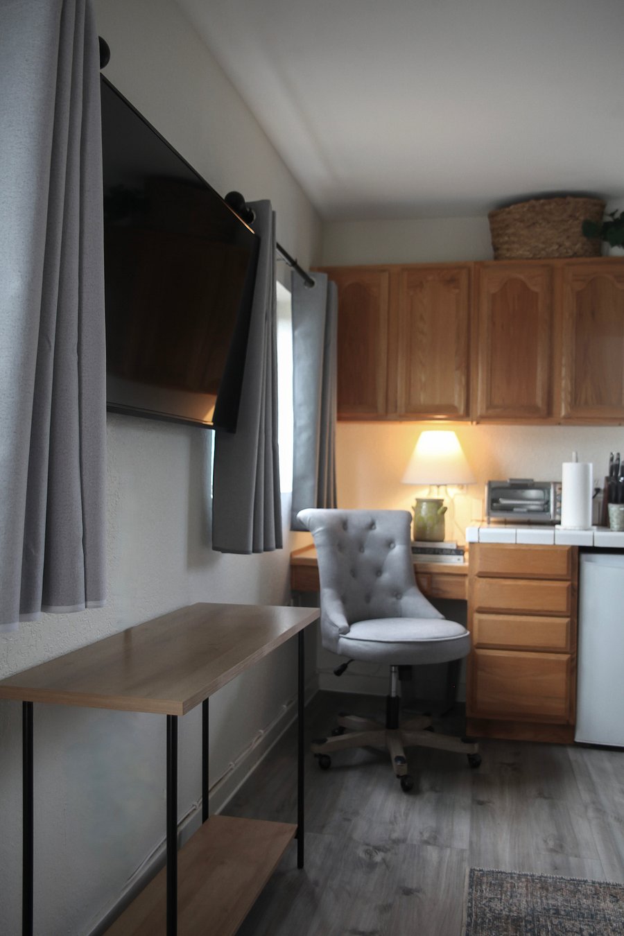Here is a designated computer/work area.