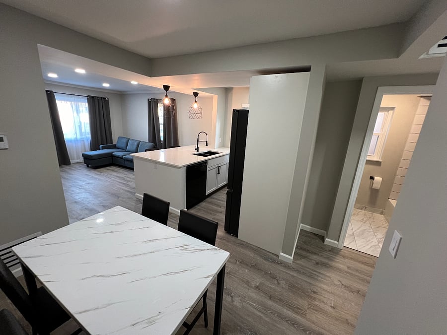 Large dinning area and open for socializing with those in the kitchen and living room.