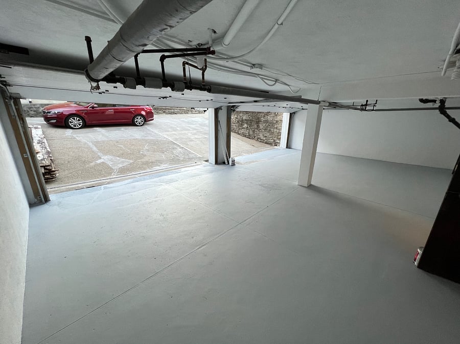 Garage parking on left side of this garage picture looking out. Room for two cars if you have a guest of they can park in the driveway.