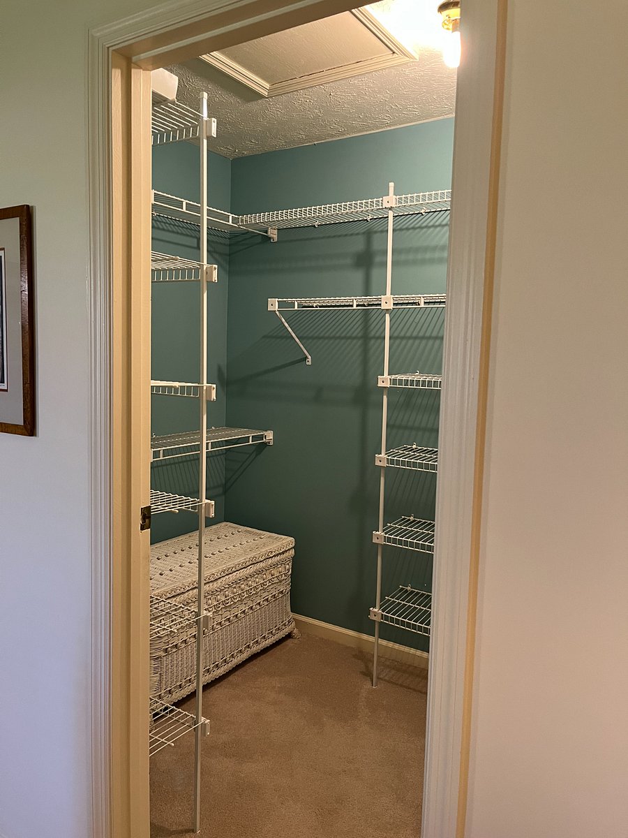 Walk-in closet in master bedroom