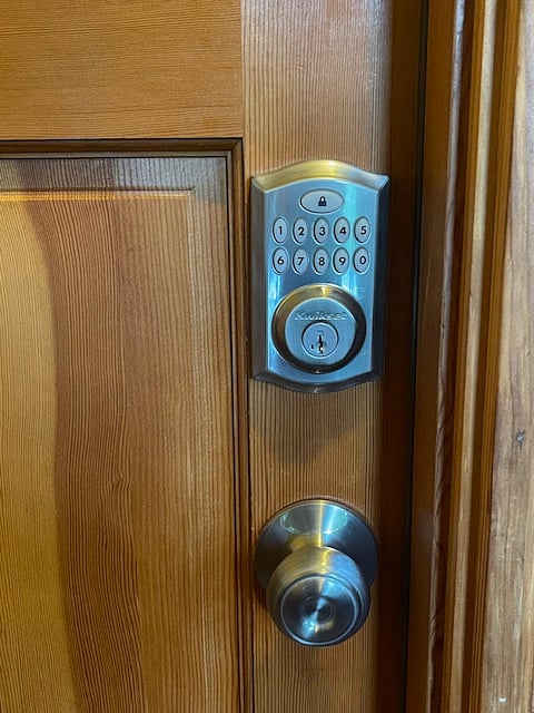 Unit door with electronic door lock. No keys required. Code given on move-in date.