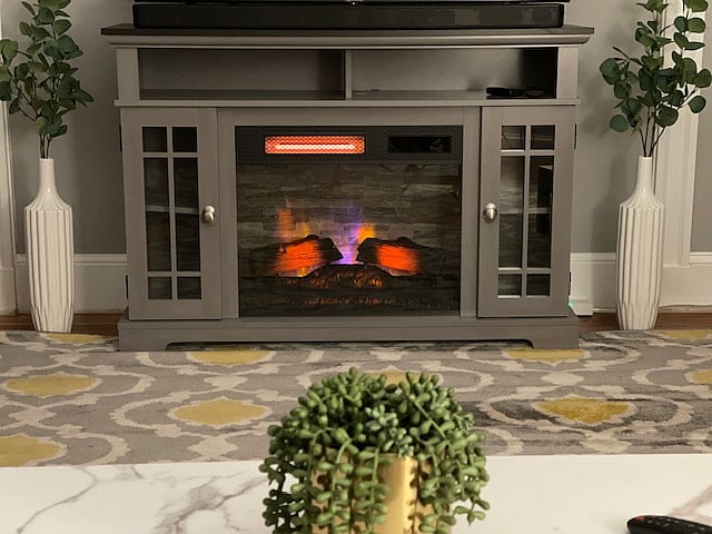 Electric Fireplace - Heater can be turned Off during warmer months