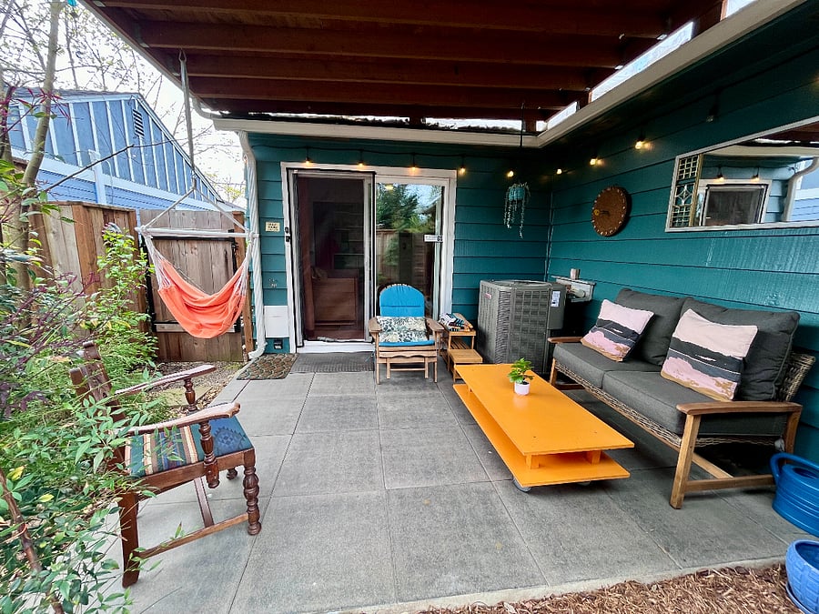your private covered fenced in patio