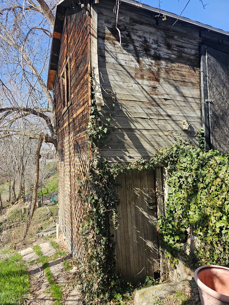 Beautiful vintage shed behind the house adds character to the place. We are going to be renovating it into an art studio. Use of it is NOT included with the rental but it is fun to look at!This is the lower unit's yard but