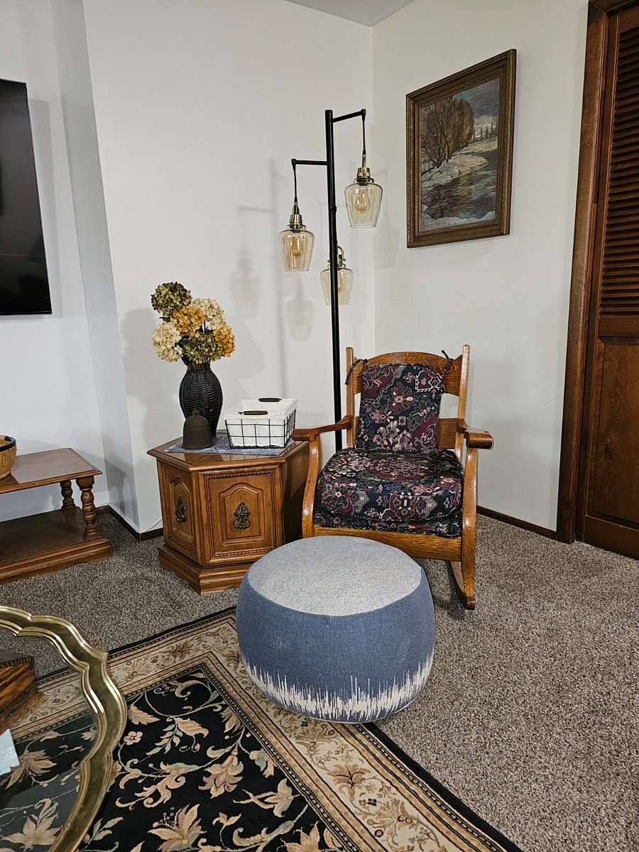 Reading nook, with a poof for your feet.