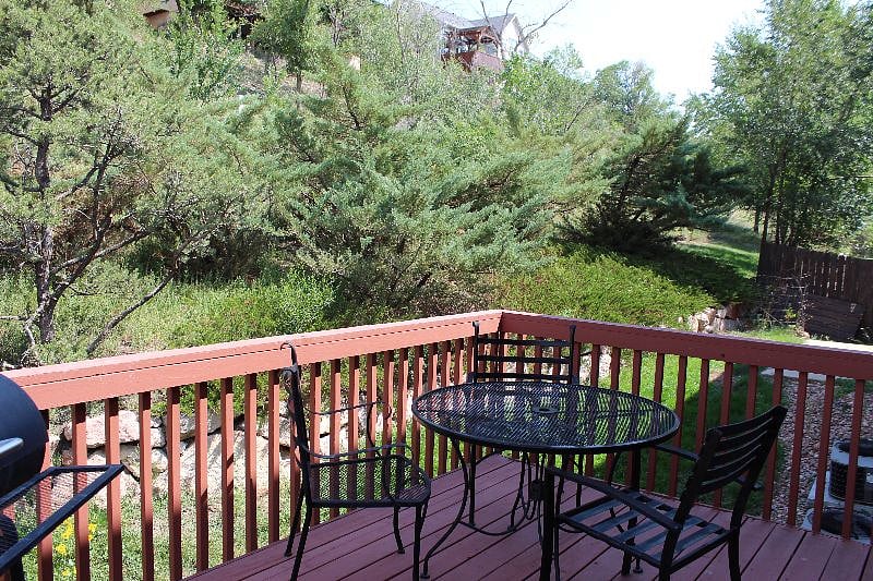 Private deck and backyard.