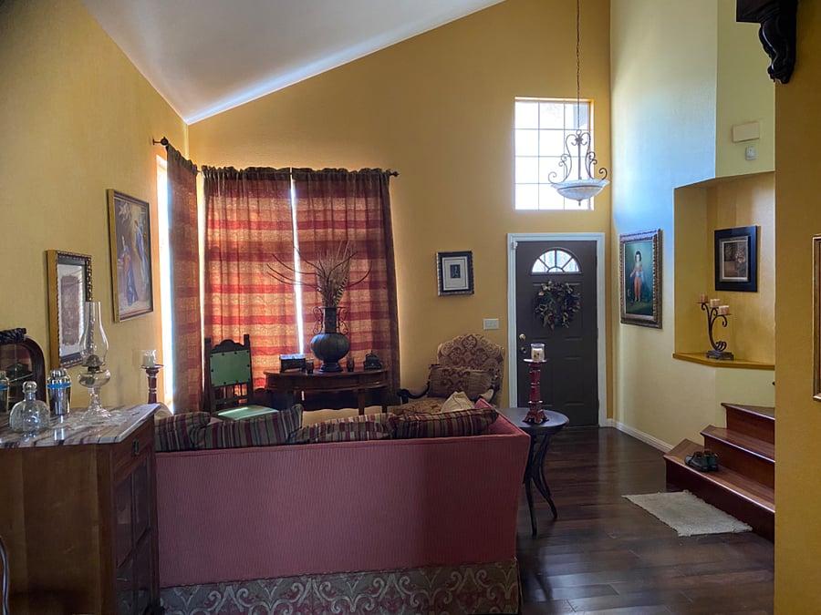 Living room with front door