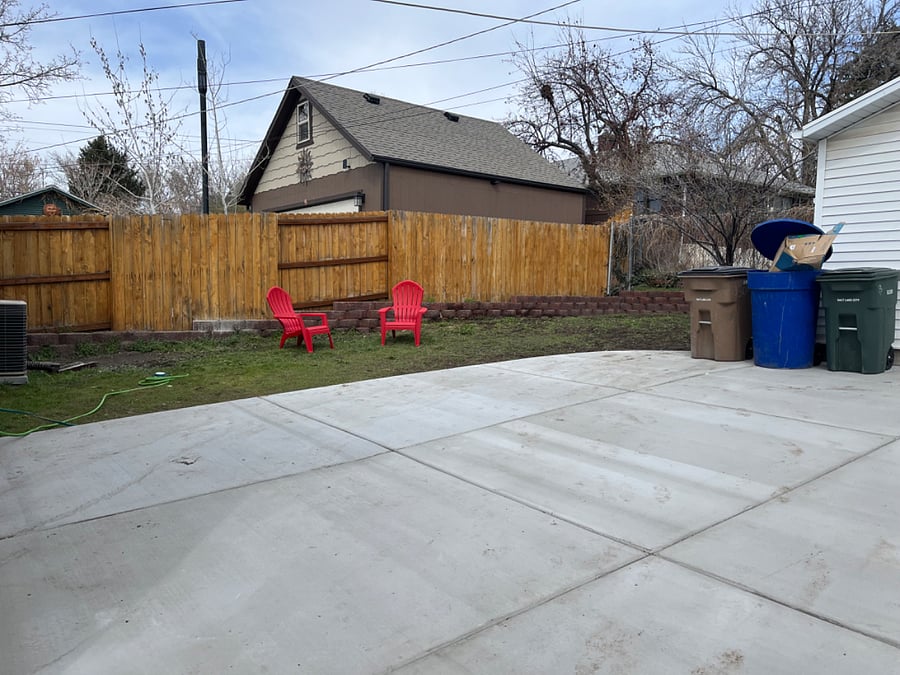 Backyard and parking area