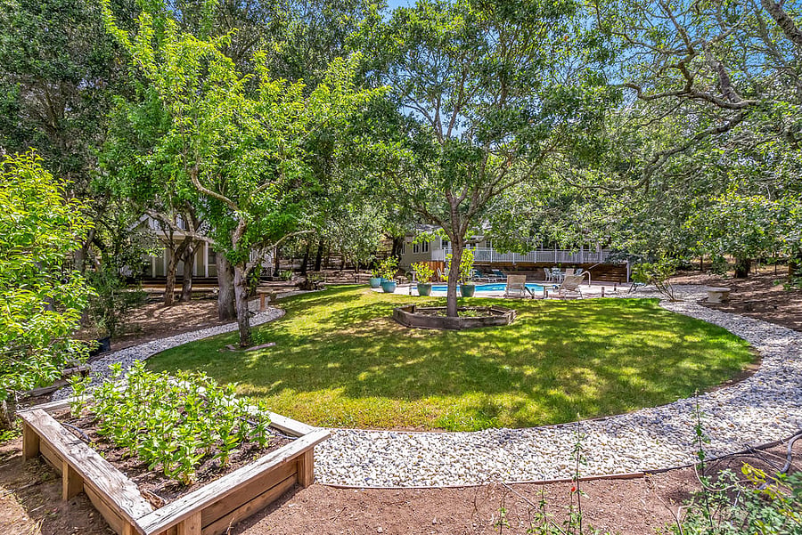 Back yard facing house