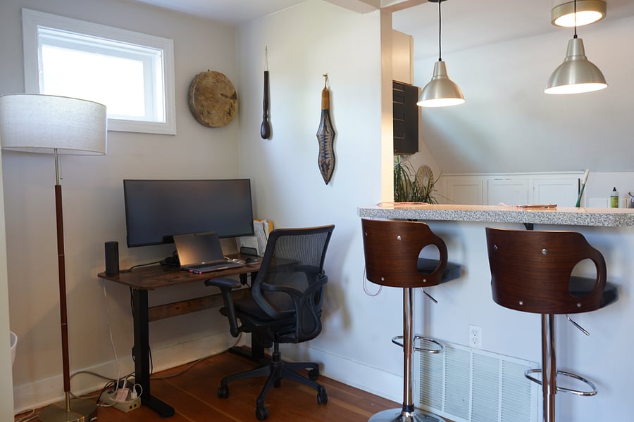 Dedicated workspace nook, and bartop