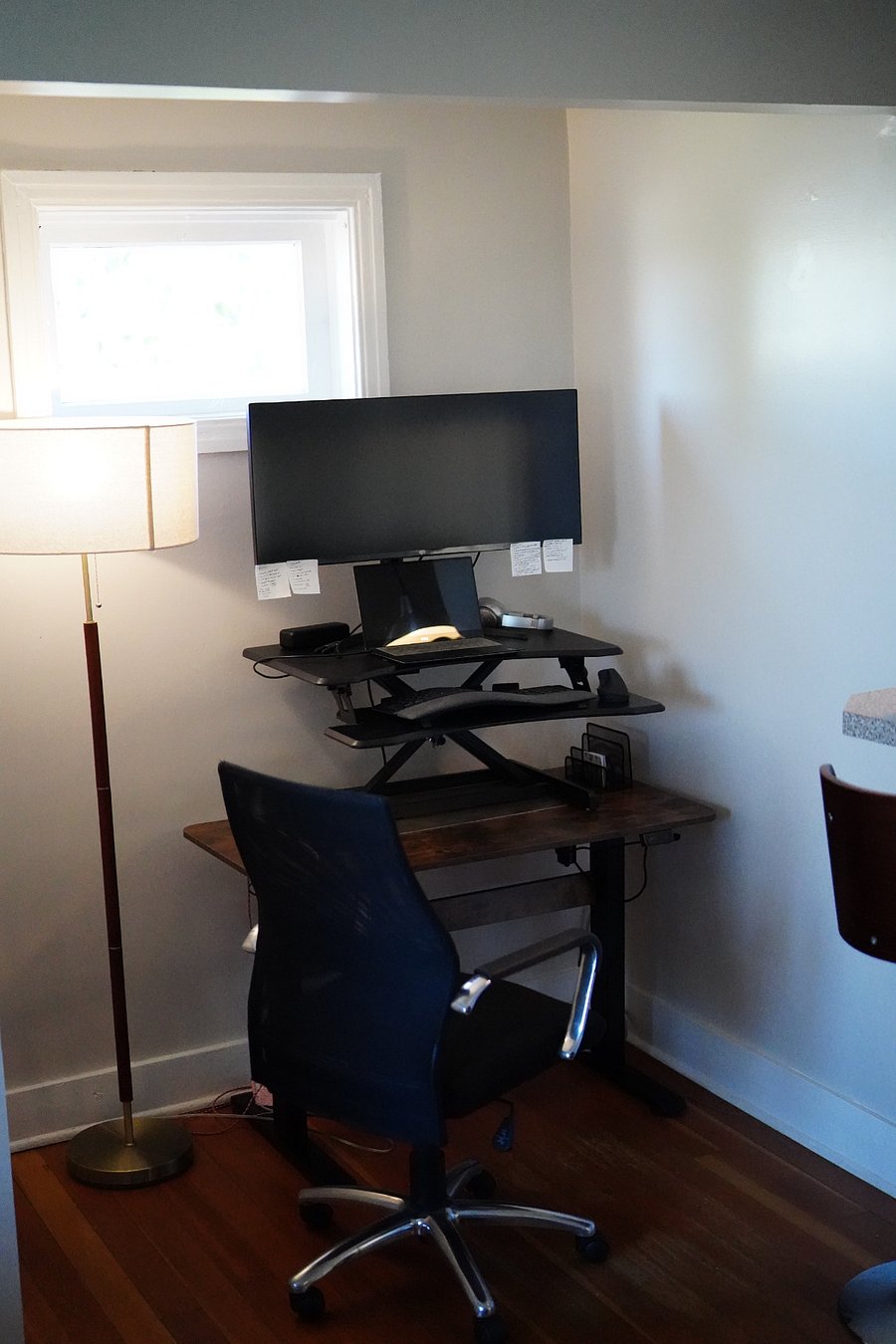 work nook in living room area