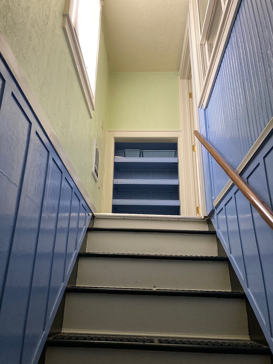 walking upstairs to unit