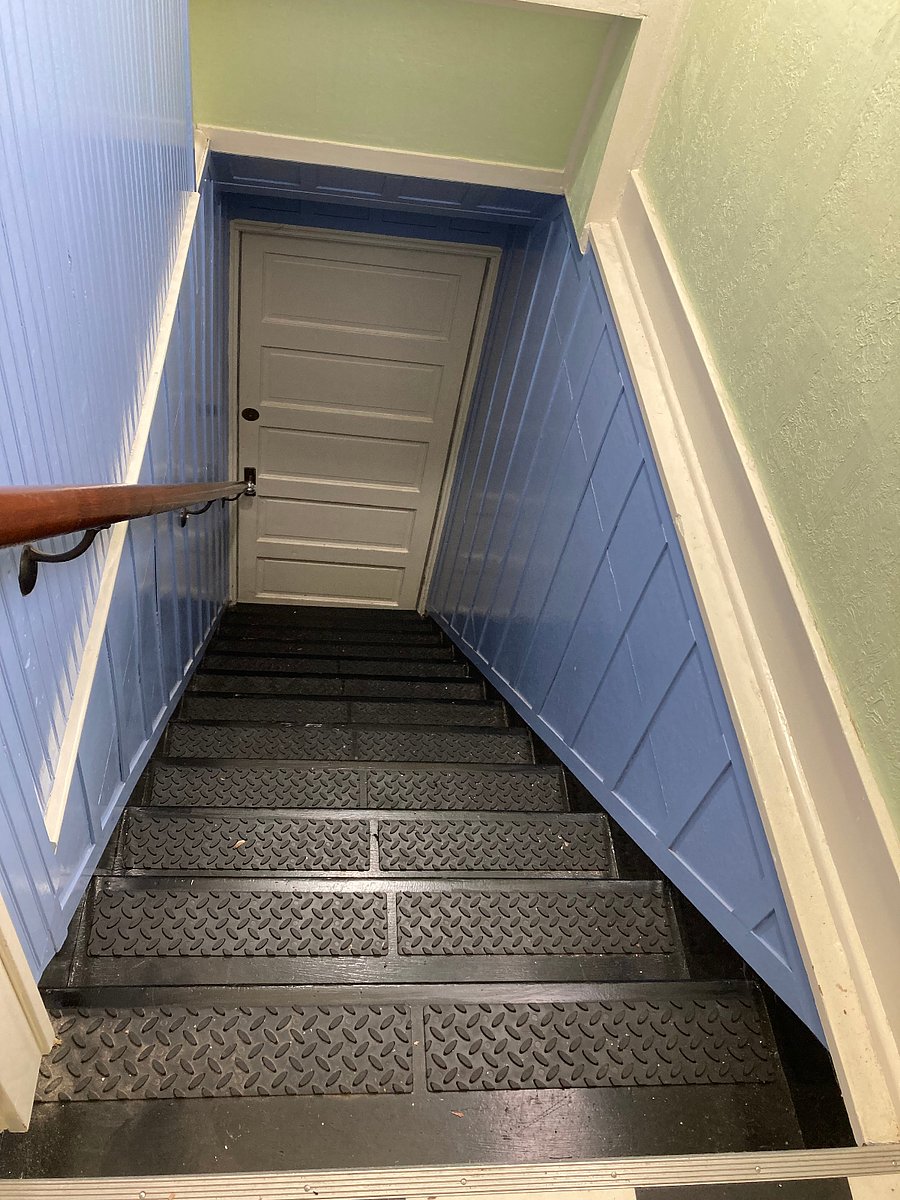 Looking down stairs to outside