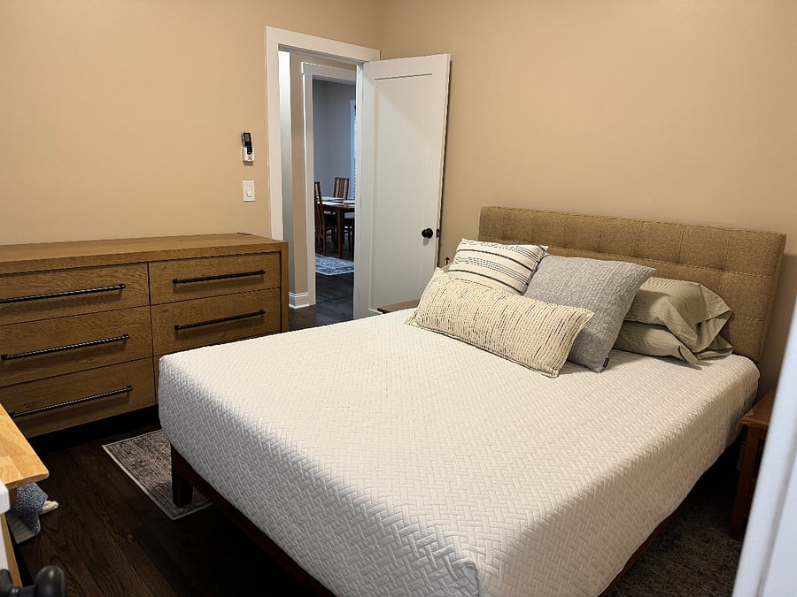 Bedroom 2 with queen size bed w/ medium memory gel foam mattress