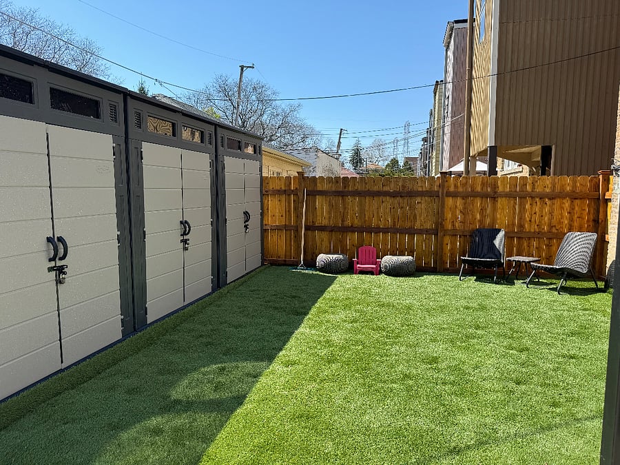 Backyard. 1 outdoor storage is dedicated for this 2nd floor Apartment.