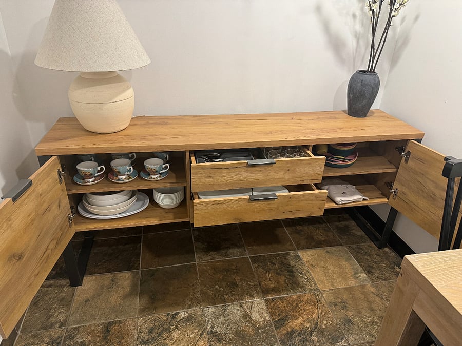 Sideboard content in the dining room.