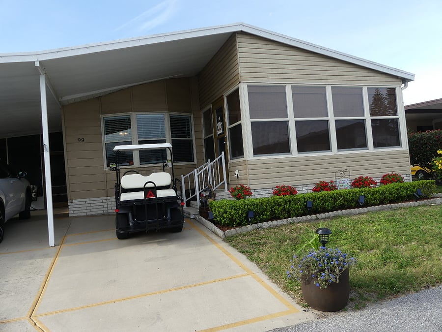 front of house and golf cart that you  have use of