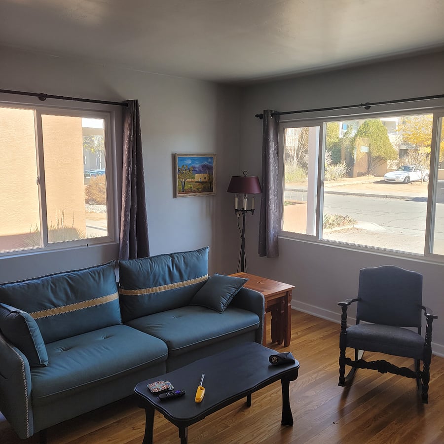 A view of the neighborhood from the front window.