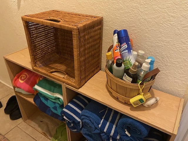 Plenty of beach towels and lotions