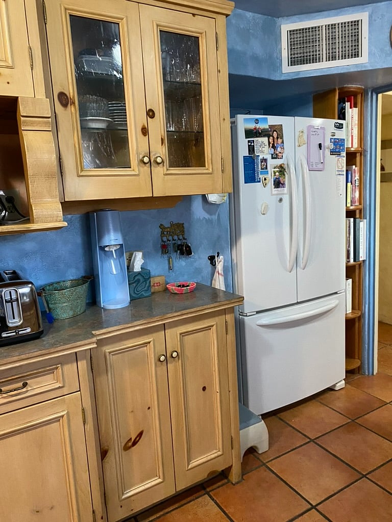 Kitchen - north wall - just to show there's a fridge