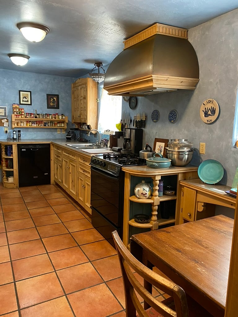 Kitchen- south wall & spice rack - taken from utility room