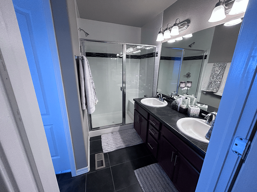 private rental restroom attached to bedroom (primary suite style- see layout)