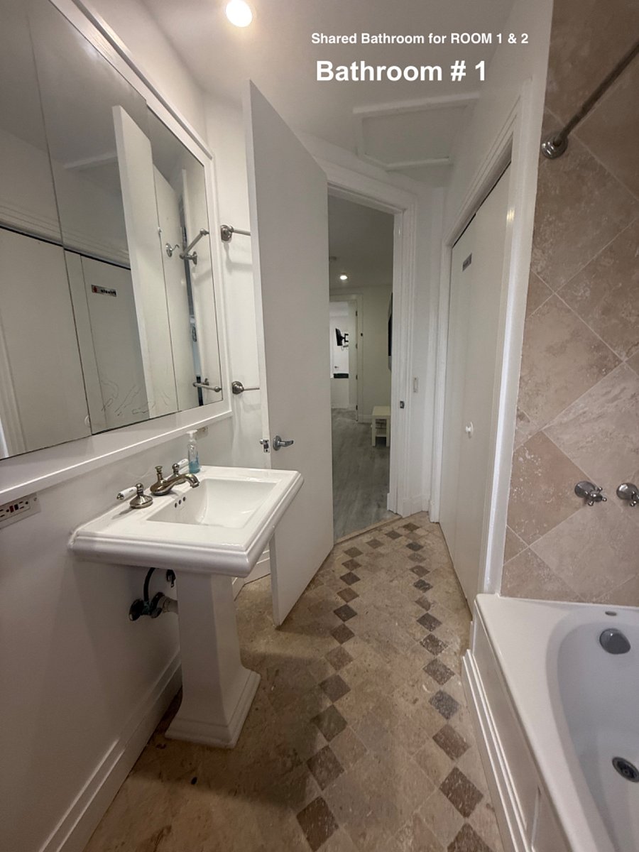 Shared Bath for Rm #1 and #2