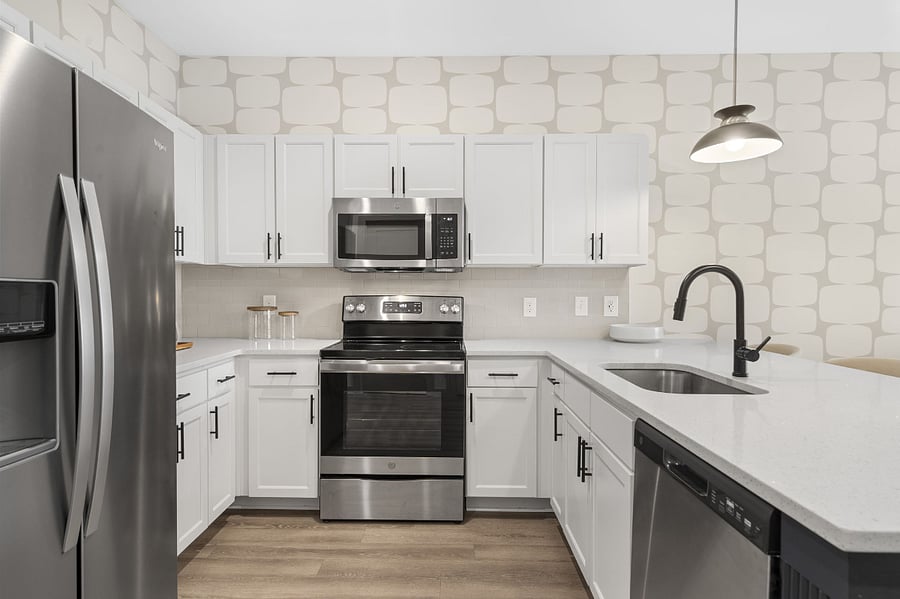 A fully stocked kitchen with all that you need for your extended stay in Nashville.
