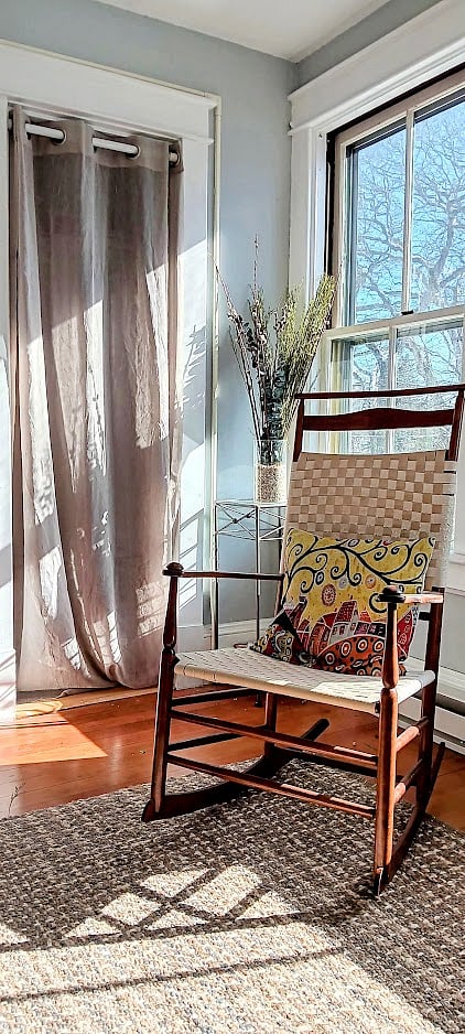 Sunny living room; Shaker style rocking chair