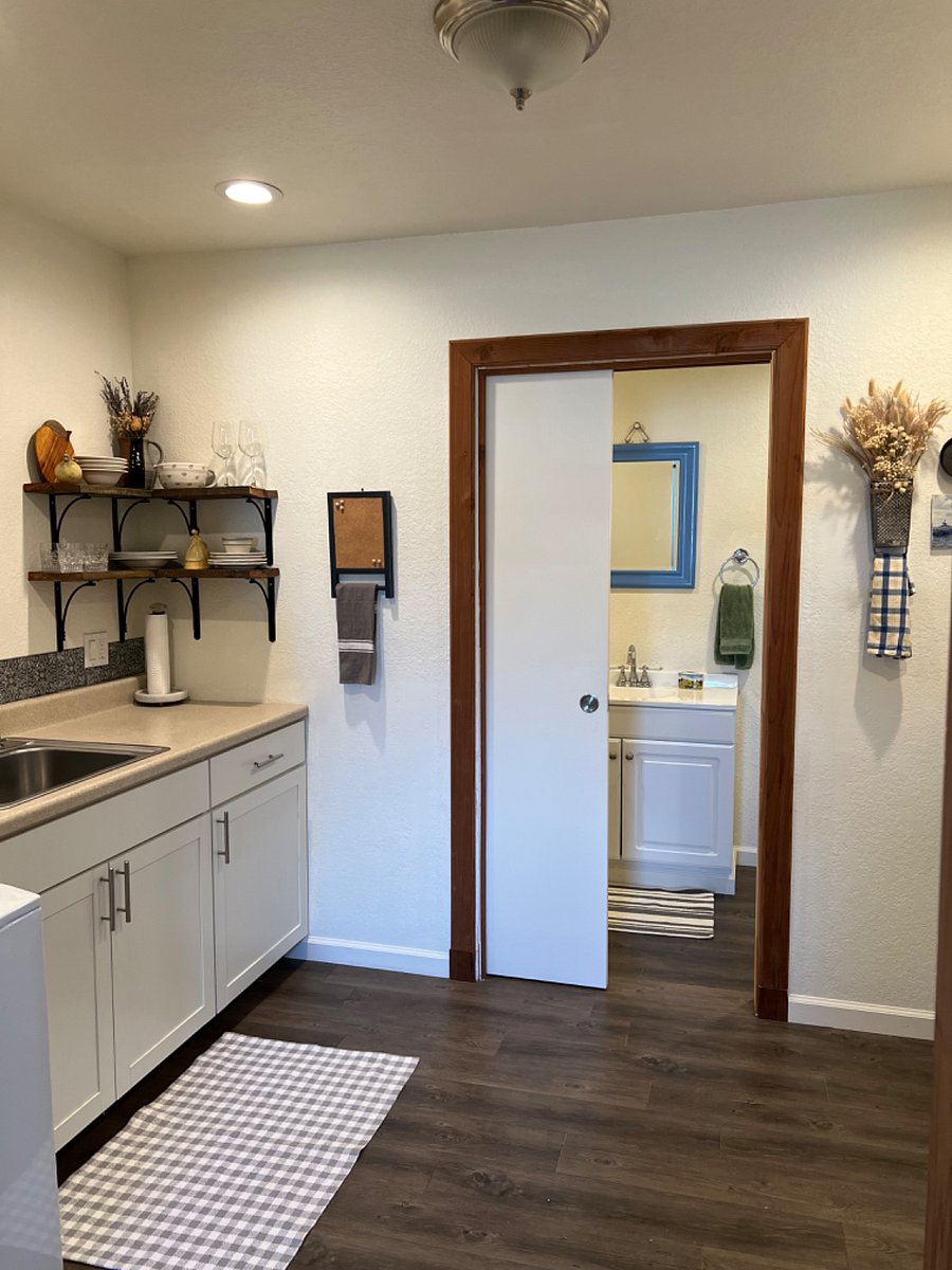 Bathroom pocket door.