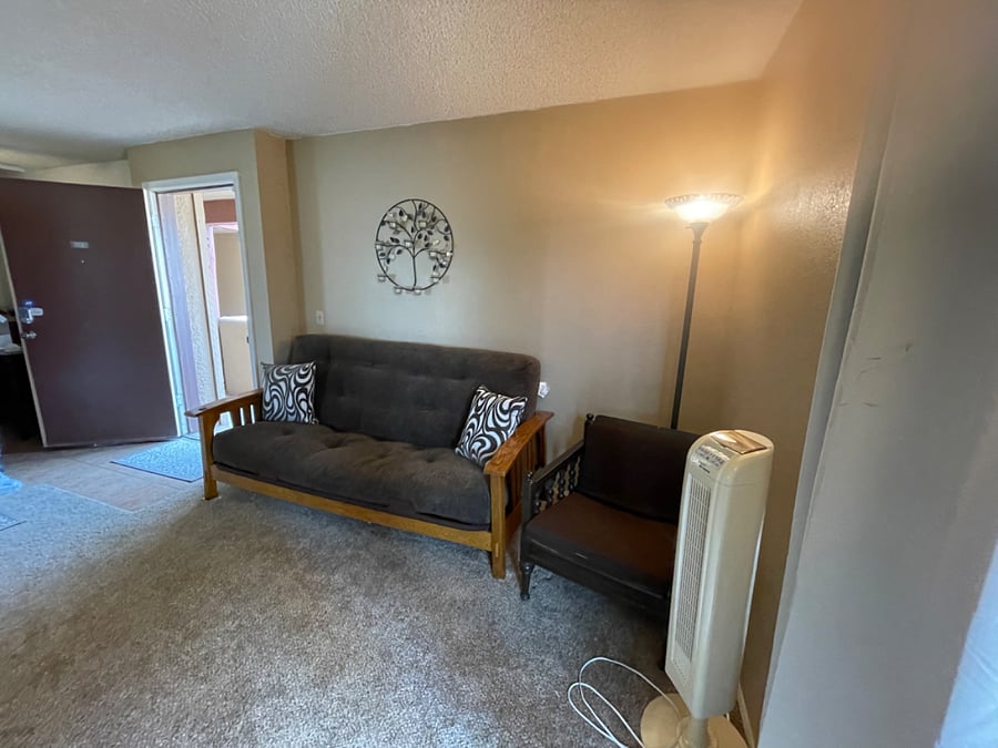 Living room with slider to patio.