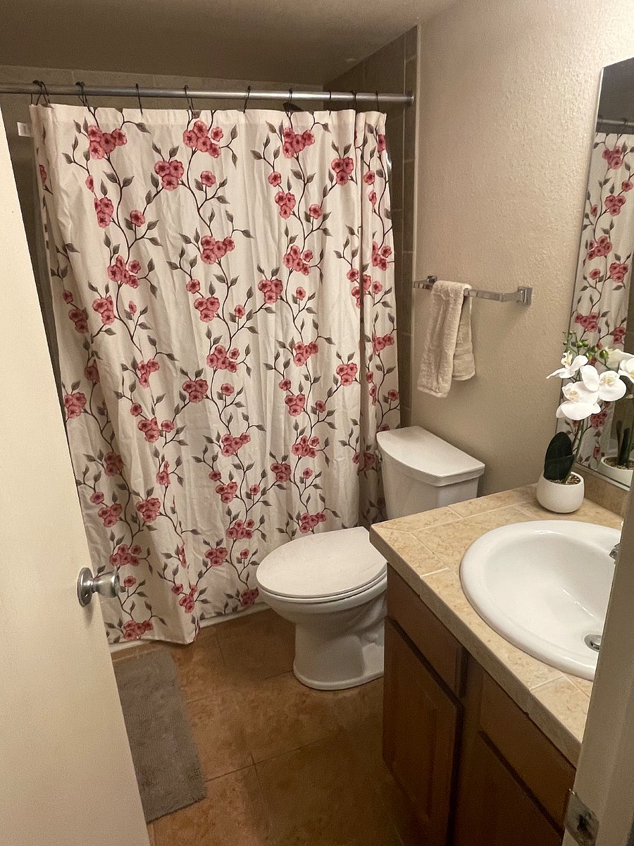 Restroom with tub.