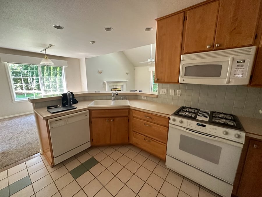 the kitchen is shared