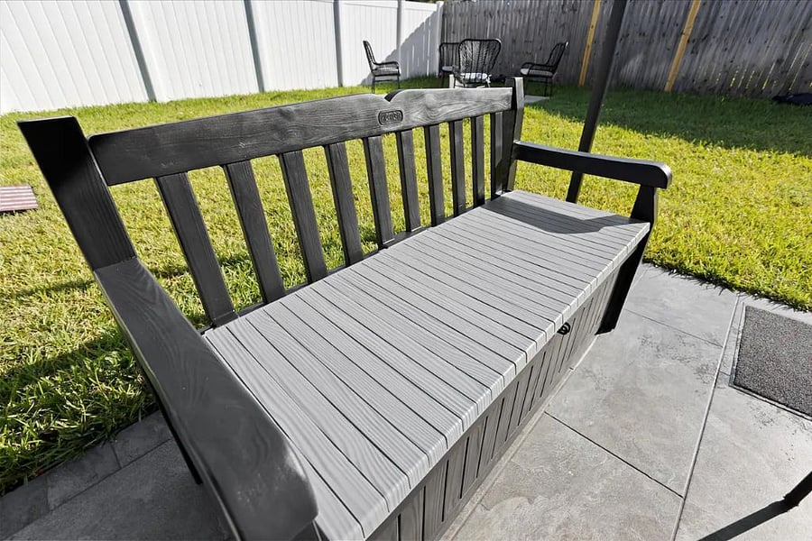 Outdoor seating in a private gated backyard!