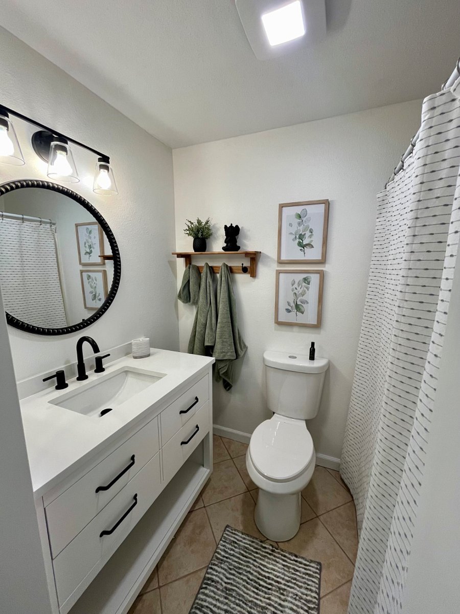 Full bath with shower and tub