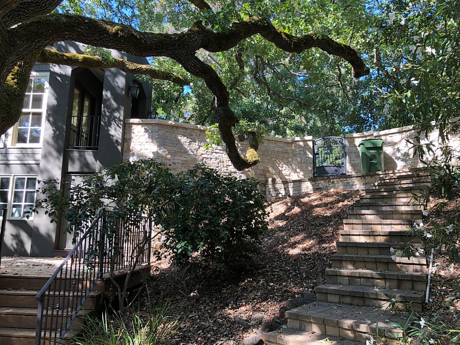 Stone walls from Carmel, CA, and installed by Carmel masons.