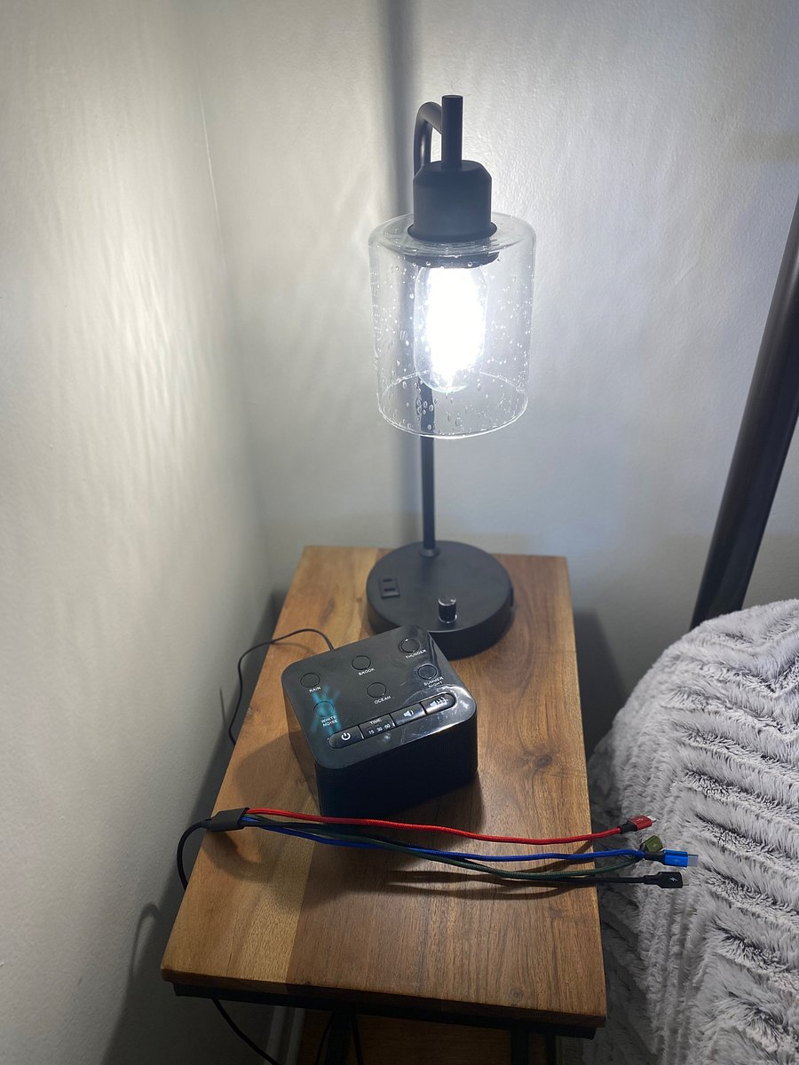 A sound machine & phone charger compatible for all phones included in all 3 bedrooms