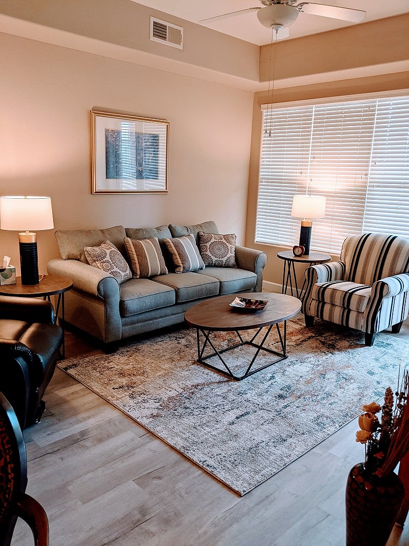 Nicely furnished living room.