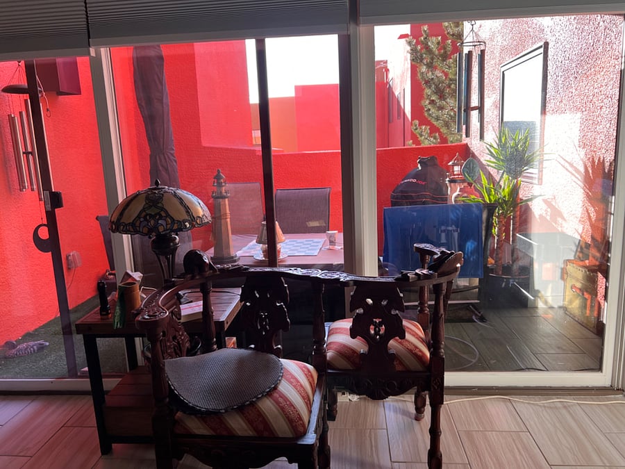 View from living room into the patio