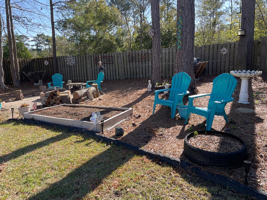 Outdoor space with fire pit