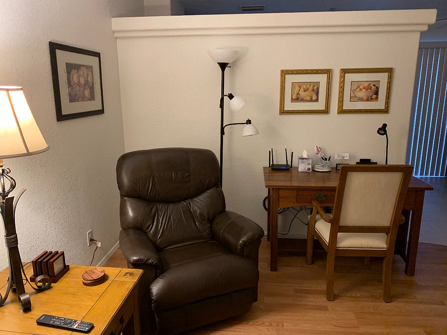 Desk in Living Room- a separate desk is in bedroom 2