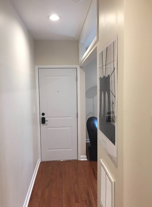 Secure unit door with touchpad entry.