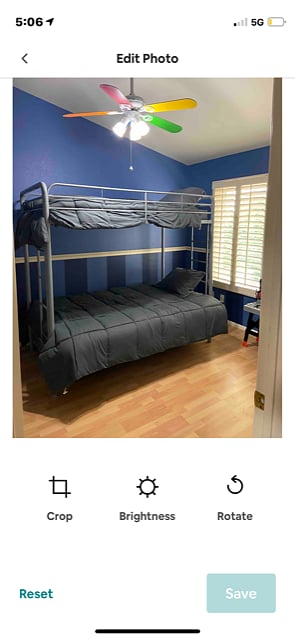 Bunk bed/playroom.  Full bed + Twin up top.  Closet + Smart TV.