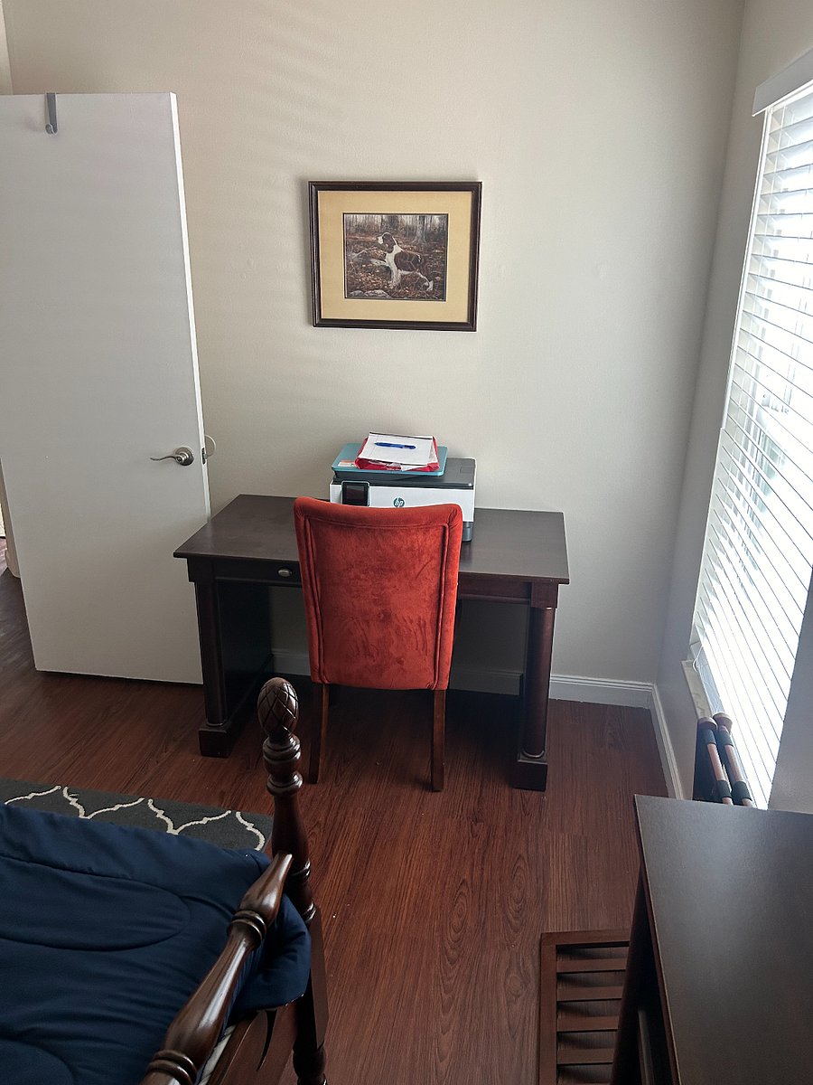 Third bedroom with a twin bed, desk and printer