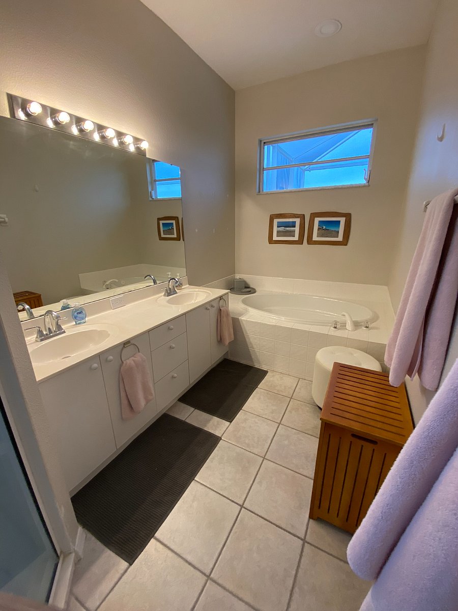 Main Bath with Large Tub and Large Shower, Linen Closets, Storage and Dual Sinks