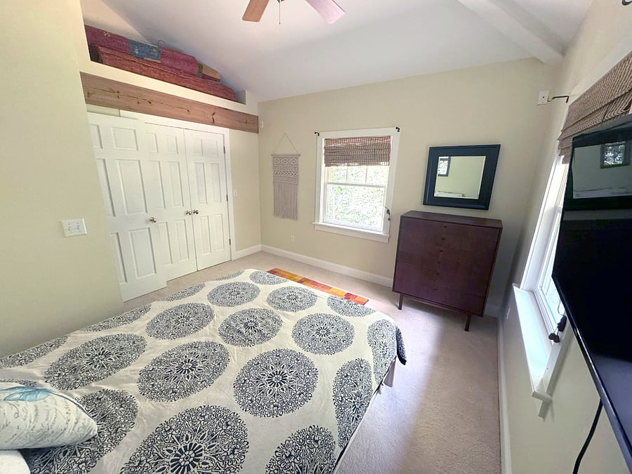 Bedroom with queen sized bed and smart tv. (BR3-currently not available)